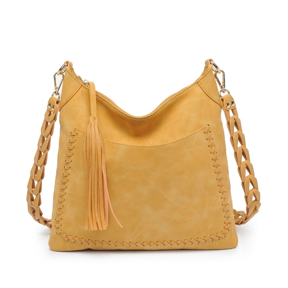 Woman wearing Mustard Moda Luxe Layla Crossbody 842017129516 View 5 | Mustard