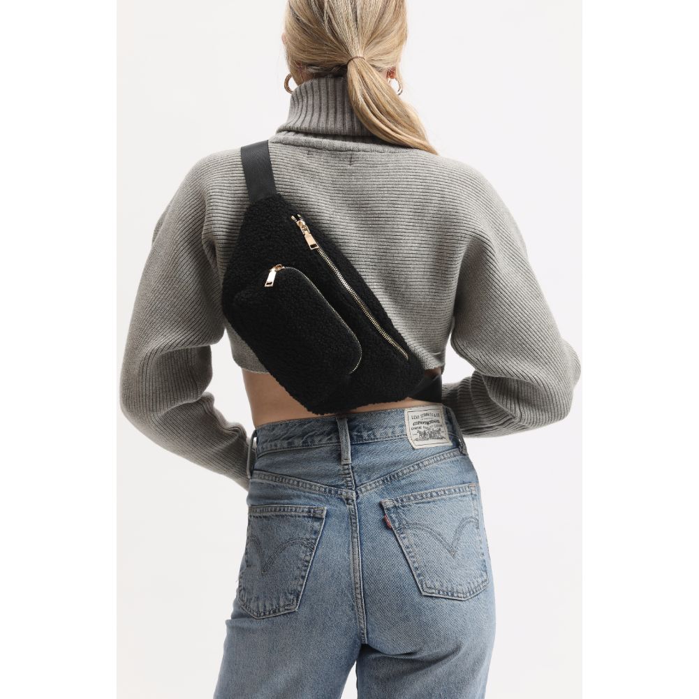 Woman wearing Black Moda Luxe Orson Belt Bag 842017134220 View 3 | Black