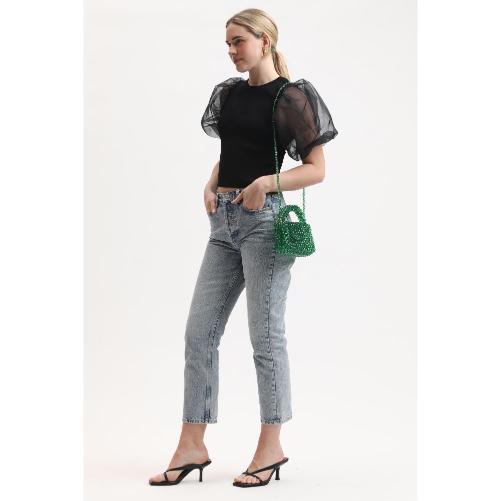 Woman wearing Green Sol and Selene Dolly Evening Bag 842017133445 View 2 | Green