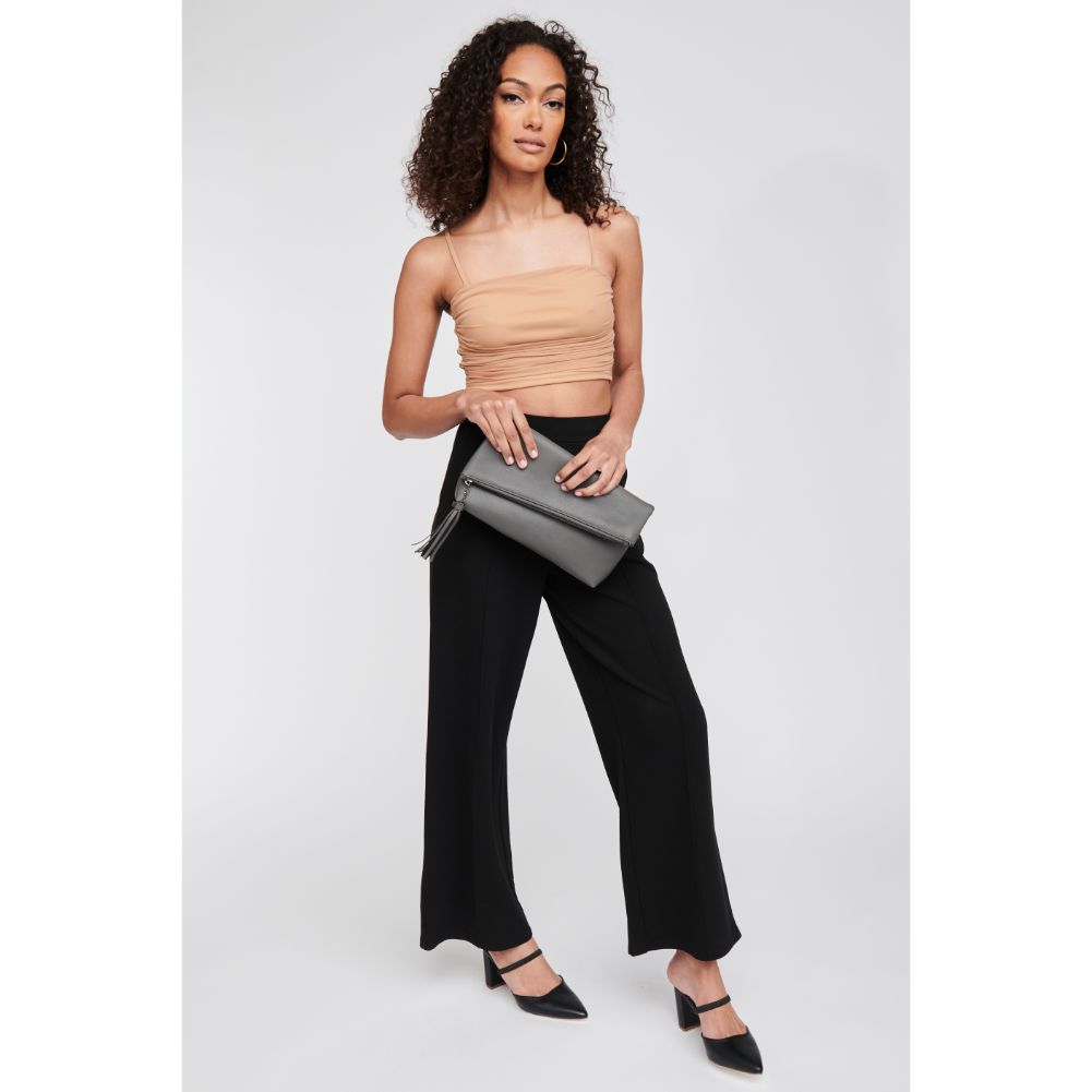 Woman wearing Charcoal Moda Luxe Maribel Crossbody 842017123514 View 3 | Charcoal