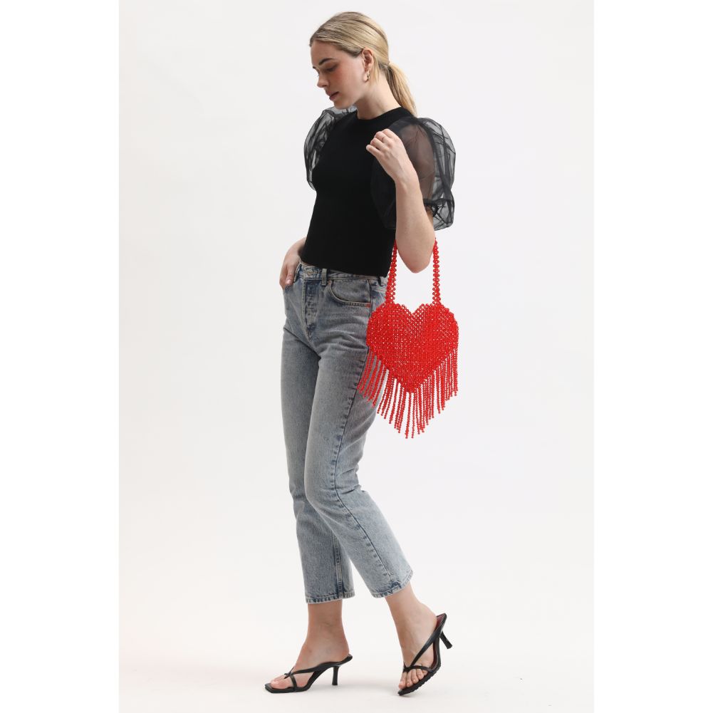 Woman wearing Red Sol and Selene Valeria Evening Bag 842017133940 View 2 | Red