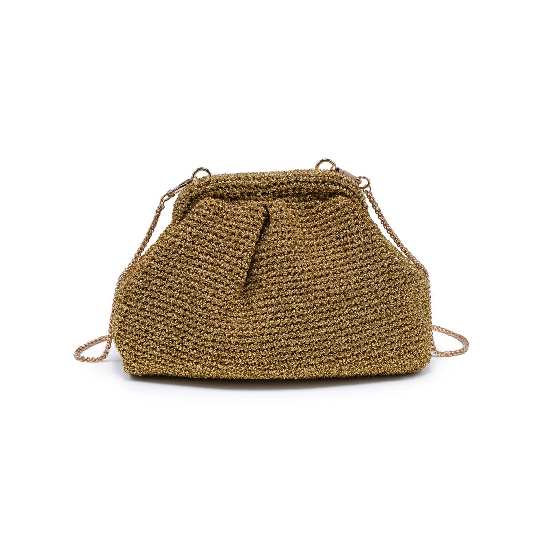 Woman wearing Gold Moda Luxe Amelia Clutch 842017140986 View 7 | Gold