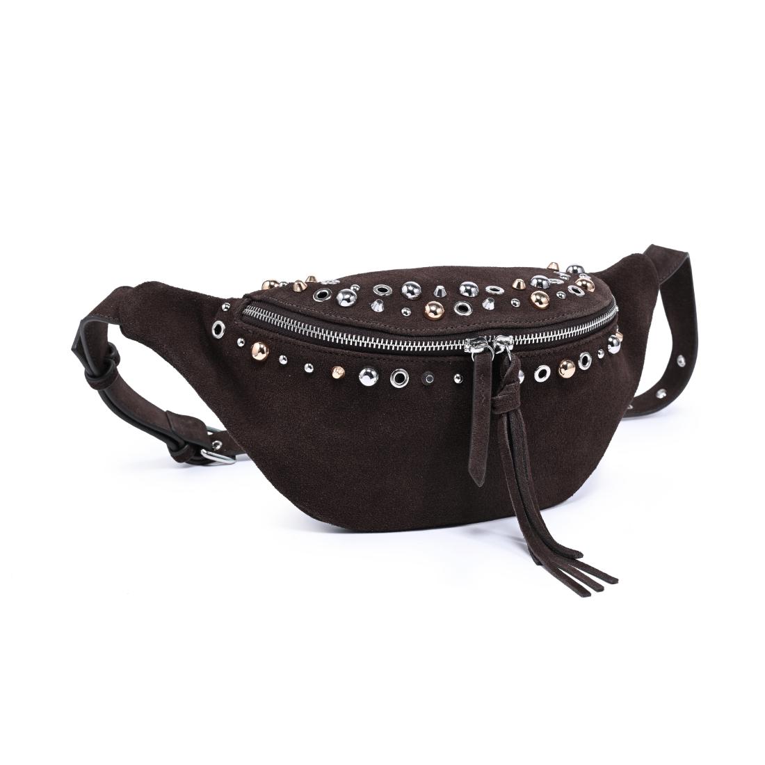 Woman wearing Chocolate Moda Luxe Star Belt Bag 842017140603 View 6 | Chocolate