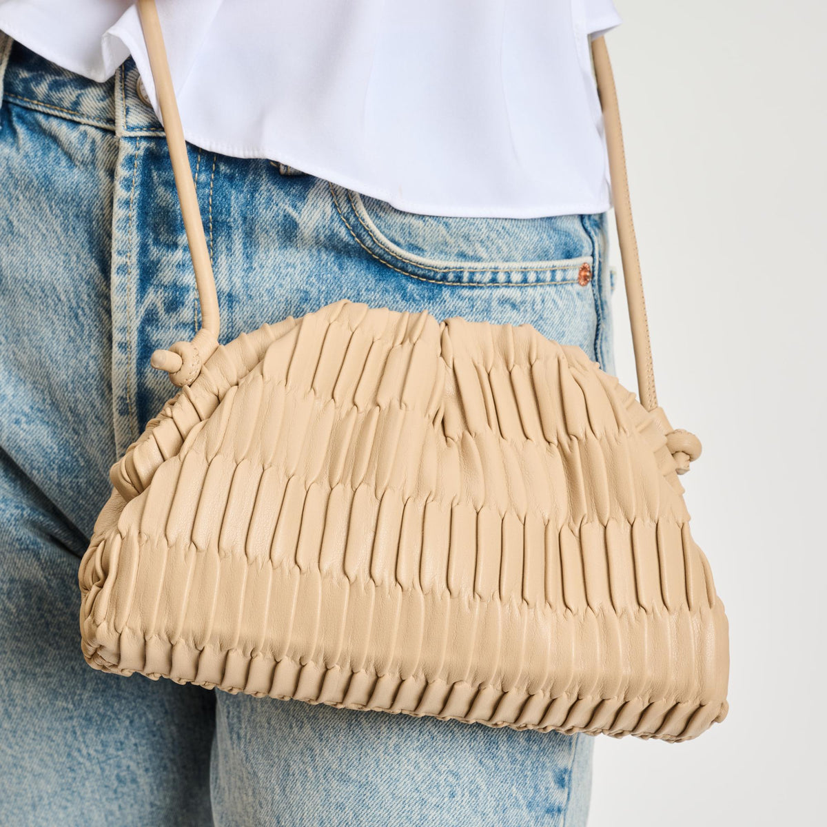 Woman wearing Natural Sol and Selene Divaire Crossbody 842017135555 View 4 | Natural