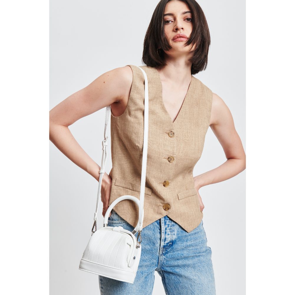 Woman wearing White Sol and Selene Charmaine Crossbody 842017131281 View 1 | White