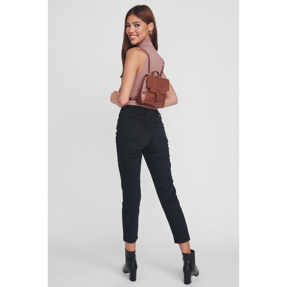 Woman wearing Cognac Moda Luxe Claire Backpack 842017128892 View 2 | Cognac