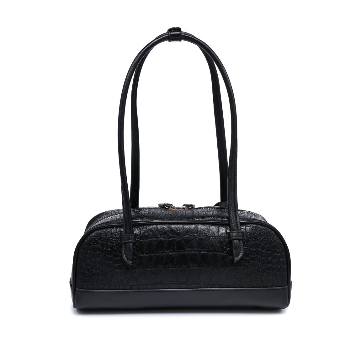 Woman wearing Black Moda Luxe Paloma - Croco Shoulder Bag 842017140399 View 7 | Black