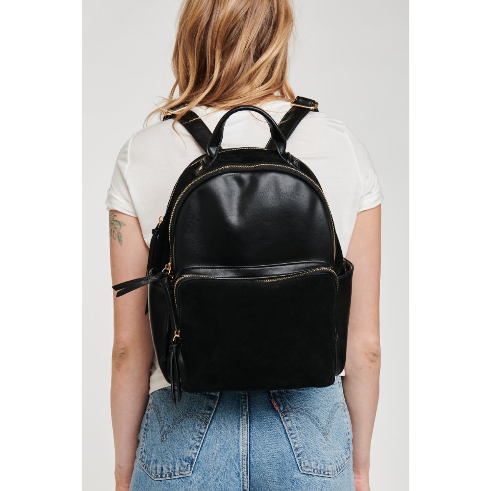 Woman wearing Black Moda Luxe Blair Backpack 842017127352 View 1 | Black