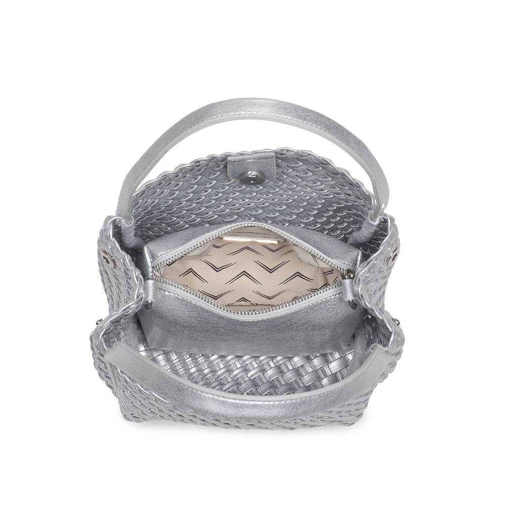 Woman wearing Silver Moda Luxe Roxy Crossbody 842017136293 View 9 | Silver