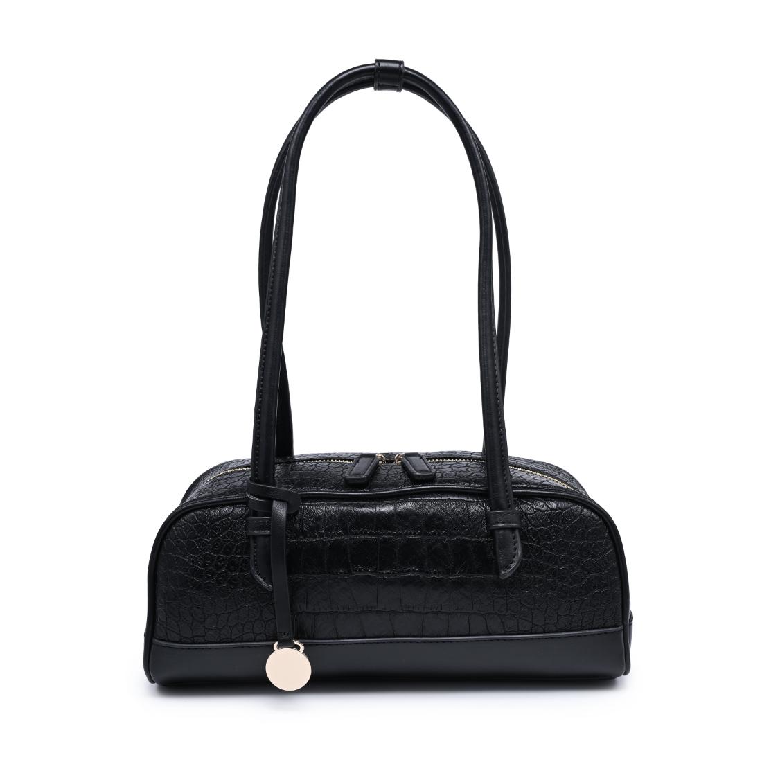 Woman wearing Black Moda Luxe Paloma - Croco Shoulder Bag 842017140399 View 5 | Black