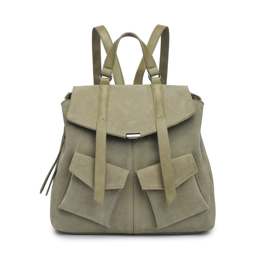 Woman wearing Sage Moda Luxe Charlie Backpack 842017127048 View 5 | Sage