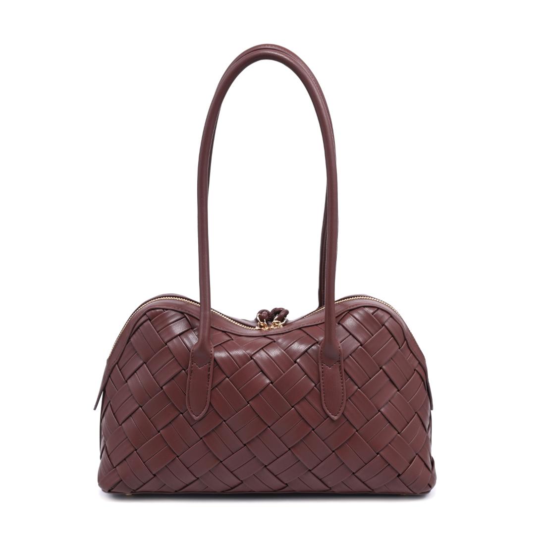 Woman wearing Chocolate Moda Luxe Lotus Shoulder Bag 842017140795 View 7 | Chocolate