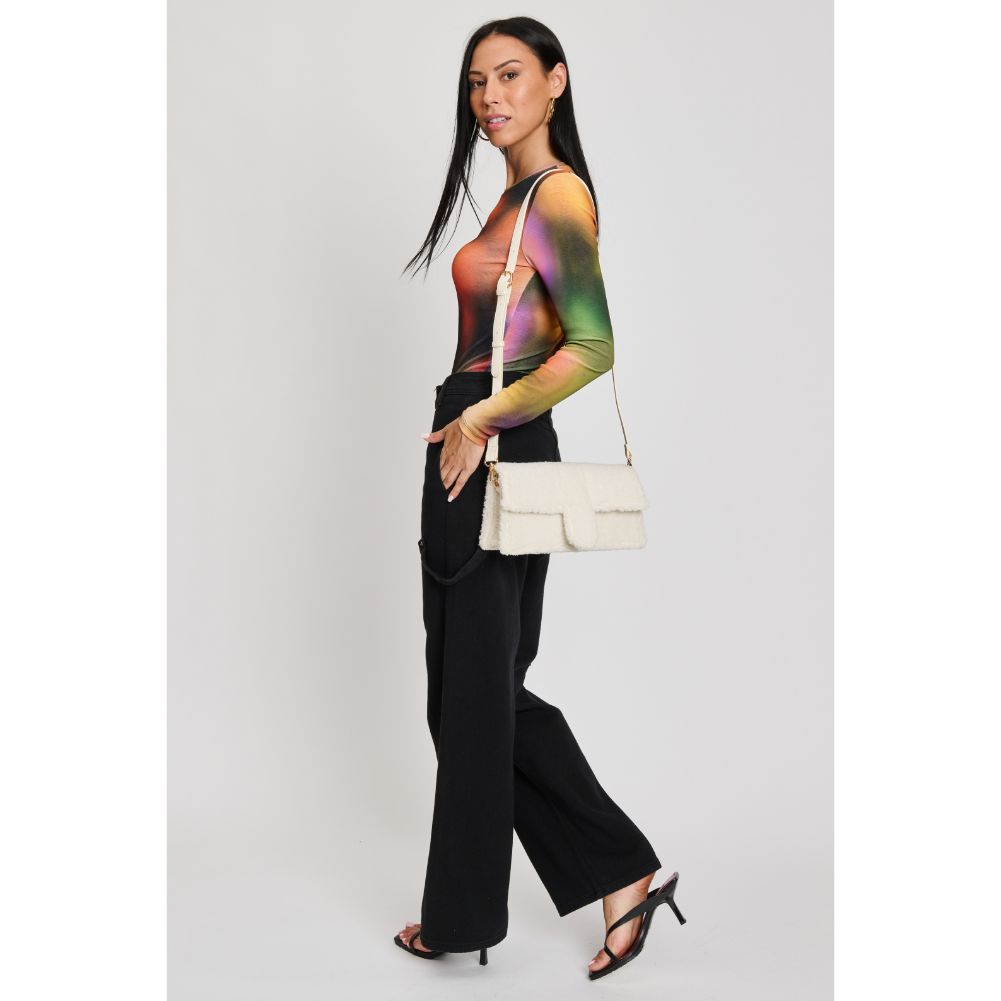 Woman wearing Ivory Sol and Selene Fergie Crossbody 842017133698 View 4 | Ivory