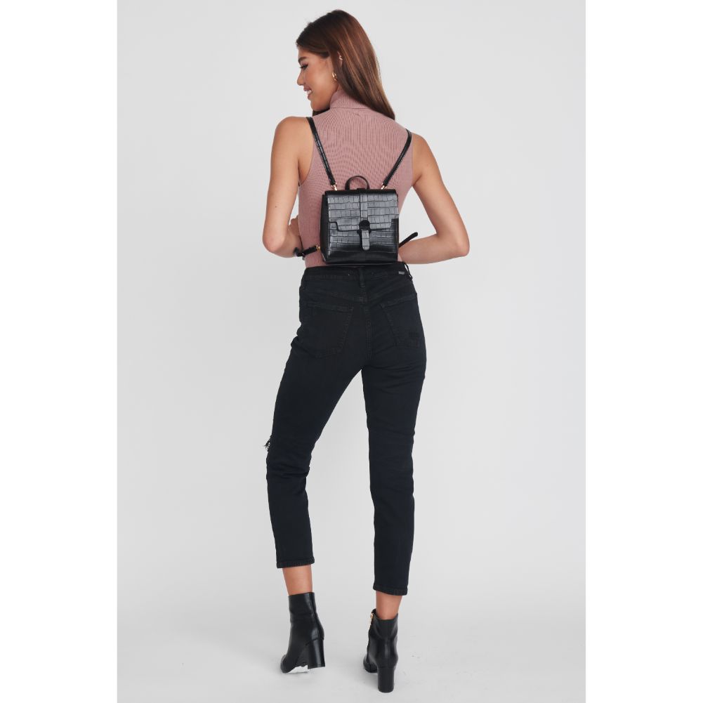 Woman wearing Black Moda Luxe Claire Backpack 842017128878 View 2 | Black