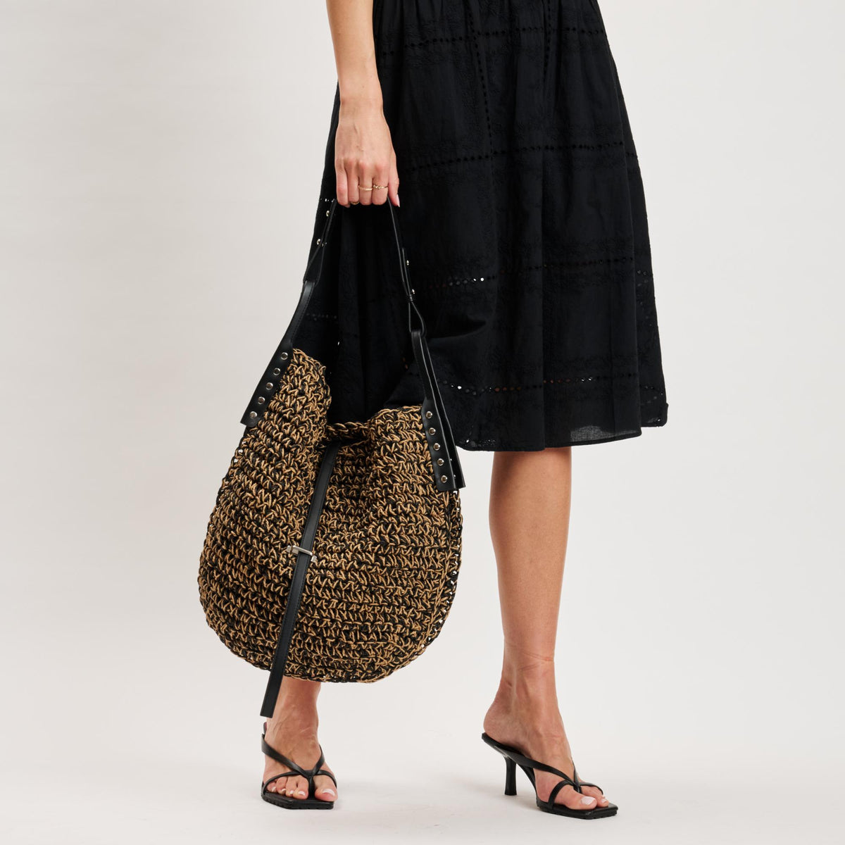 Woman wearing Black Natural Moda Luxe Shay Hobo 842017140719 View 3 | Black Natural