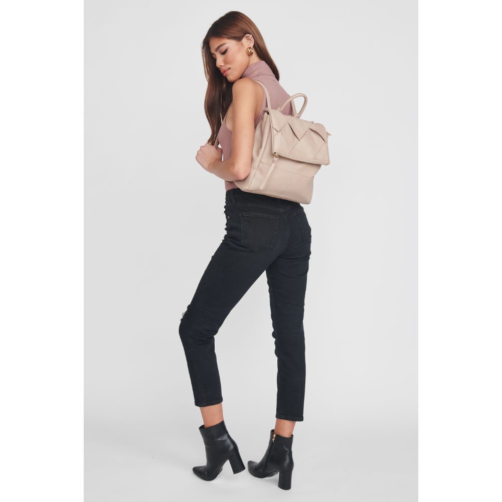 Woman wearing Natural Moda Luxe Ryan Backpack 842017128793 View 3 | Natural