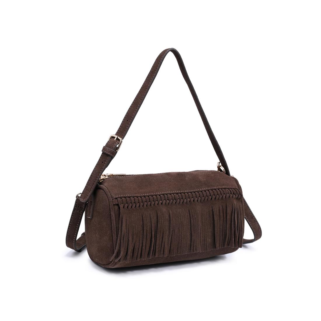 Woman wearing Chocolate Moda Luxe Emmi Shoulder Bag 842017140450 View 6 | Chocolate