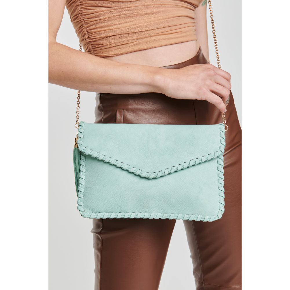 Woman wearing Mint Moda Luxe Posey Clutch 842017104513 View 1 | Mint