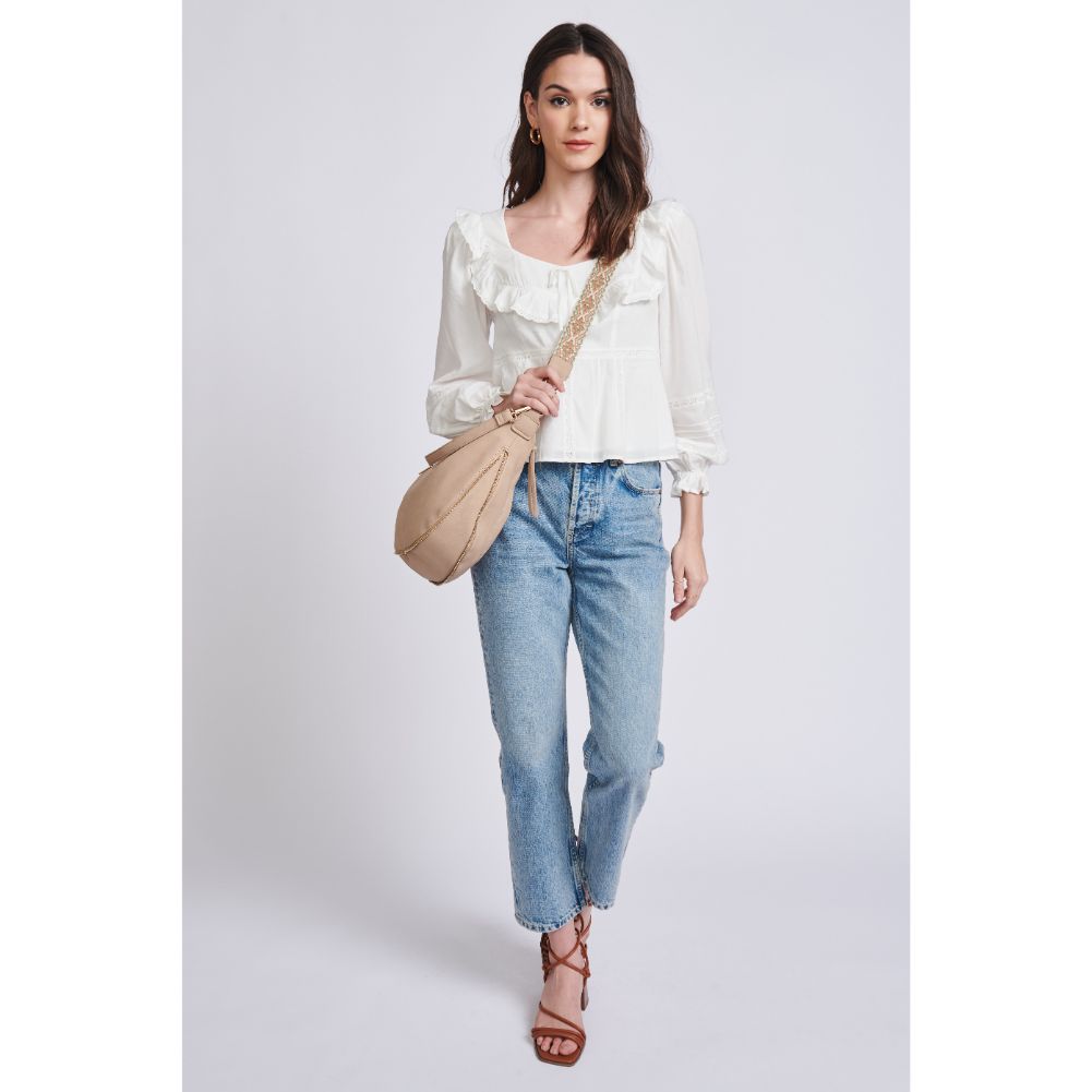Woman wearing Natural Sol and Selene Ruby Hobo 842017129363 View 3 | Natural