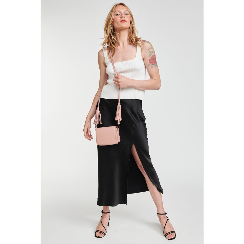 Woman wearing Blush Moda Luxe Aurelia Crossbody 842017102335 View 4 | Blush