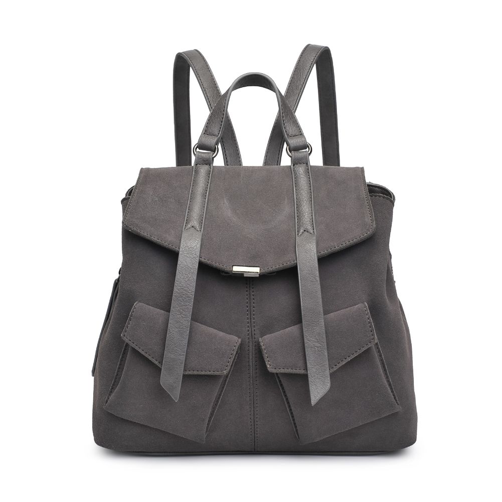 Woman wearing Gunmetal Moda Luxe Charlie Backpack 842017127062 View 5 | Gunmetal