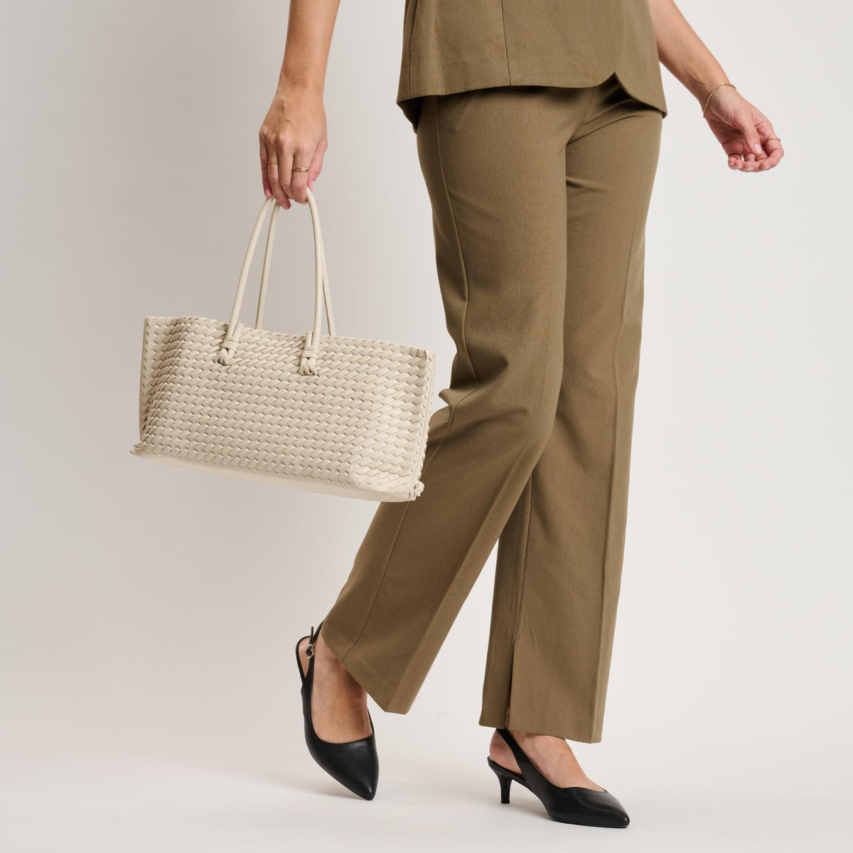 Woman wearing Cream Moda Luxe Nola Tote 842017140887 View 4 | Cream