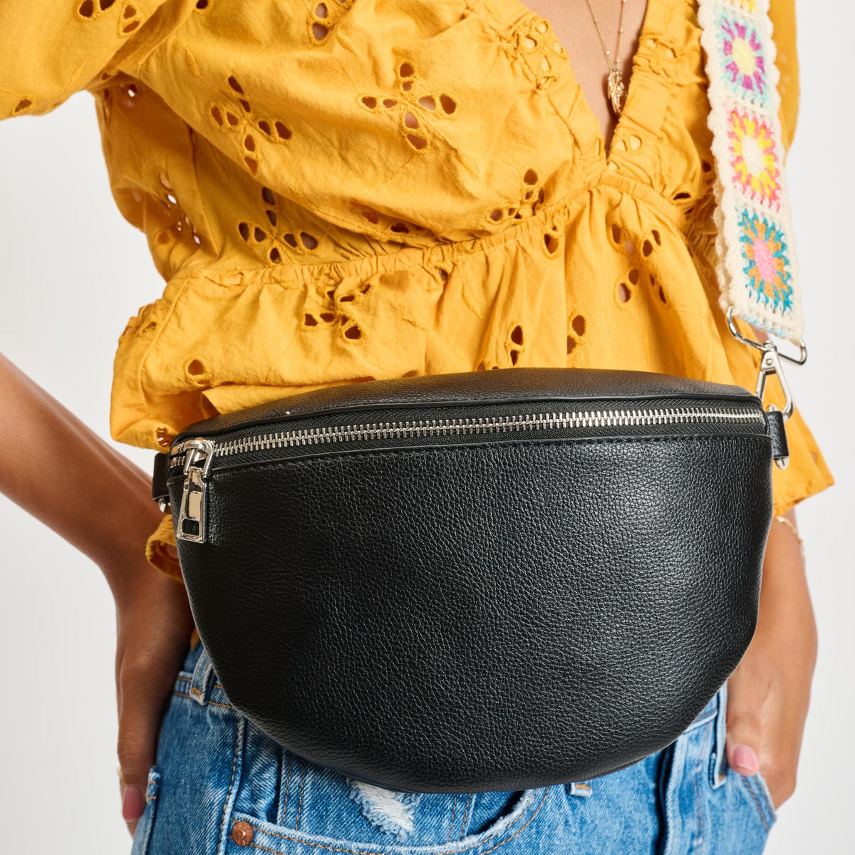 Woman wearing Black Sol and Selene Stylette Belt Bag 842017134763 View 4 | Black