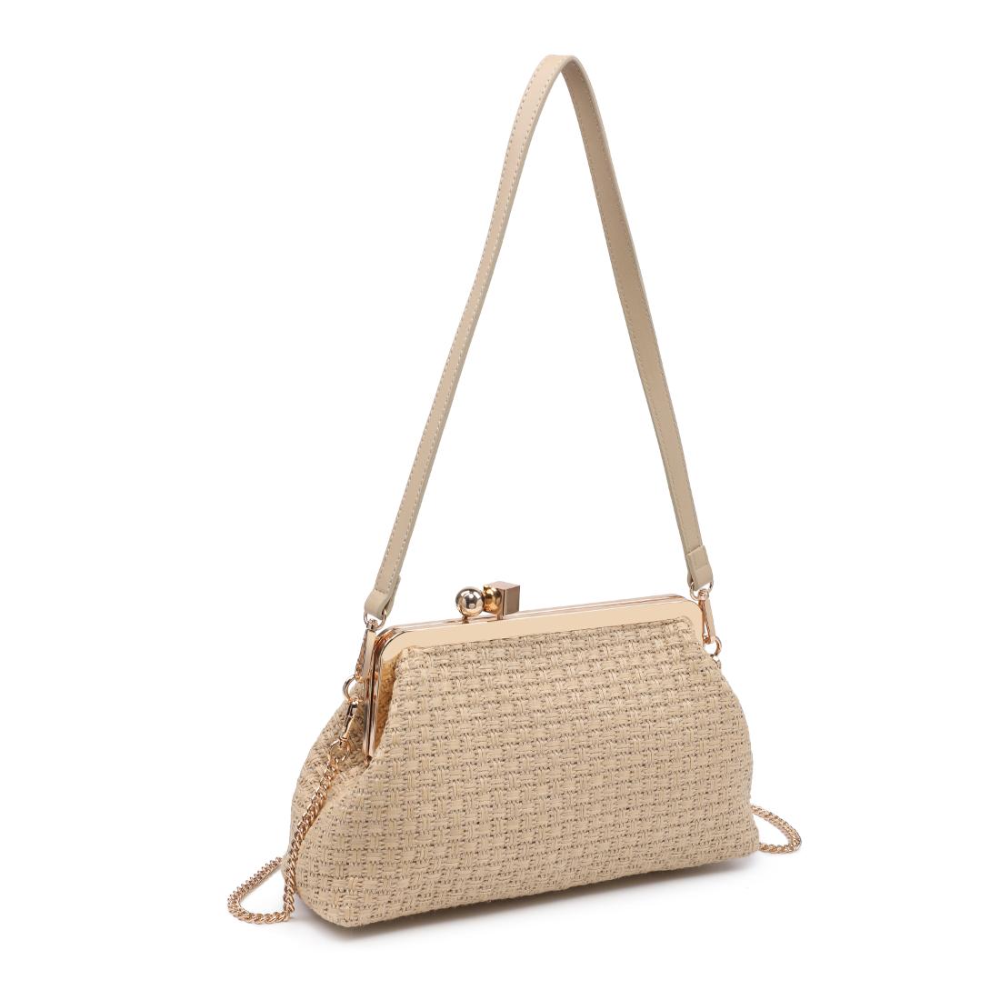Woman wearing Natural Moda Luxe Bianca Clutch 842017141457 View 6 | Natural