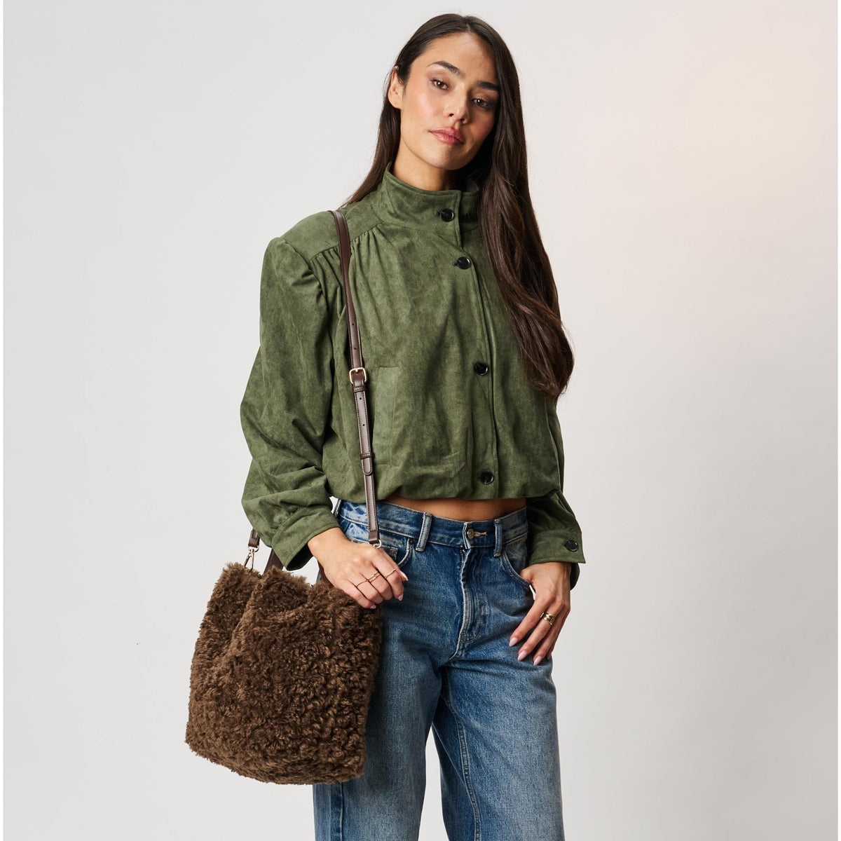 Woman wearing Brown Moda Luxe Lumi Hobo 842017142980 View 1 | Brown