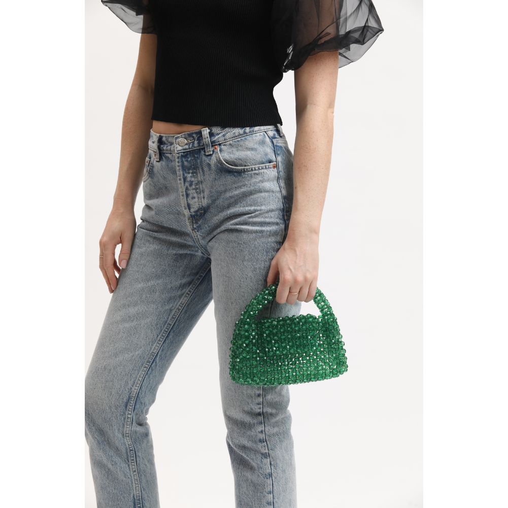 Woman wearing Green Sol and Selene Dolly Evening Bag 842017133445 View 4 | Green