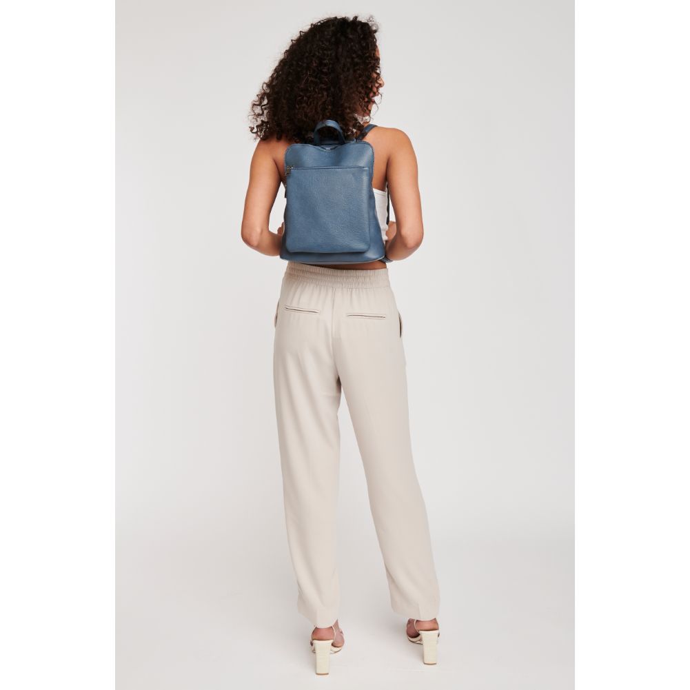 Woman wearing Denim Moda Luxe Phoebe Backpack 842017126607 View 3 | Denim