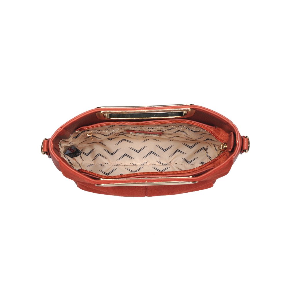 Woman wearing Rust Moda Luxe Brielle Crossbody 842017123040 View 9 | Rust