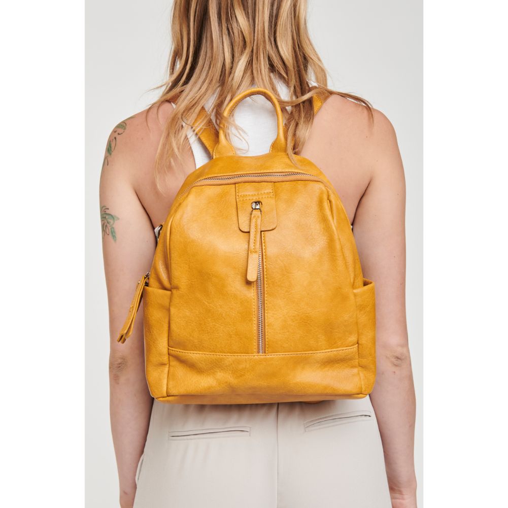 Woman wearing Mustard Moda Luxe Bowie Backpack 842017119524 View 1 | Mustard