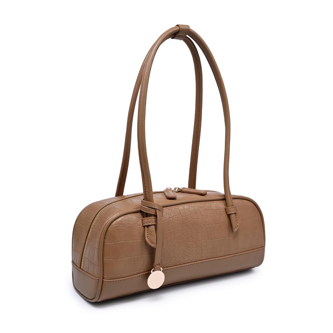 Woman wearing Camel Moda Luxe Paloma - Croco Shoulder Bag 842017140443 View 6 | Camel