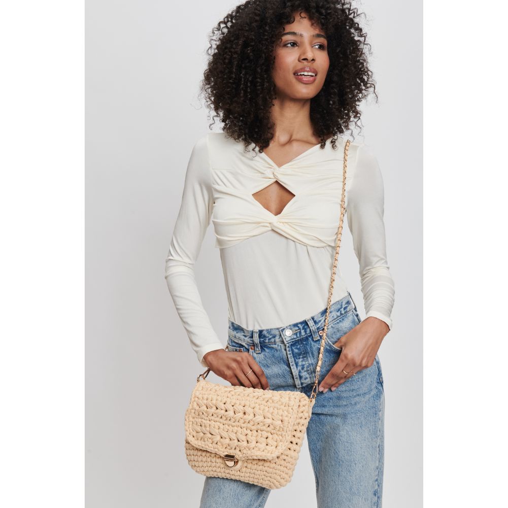 Woman wearing Natural Moda Luxe Annalise Crossbody 842017132257 View 2 | Natural