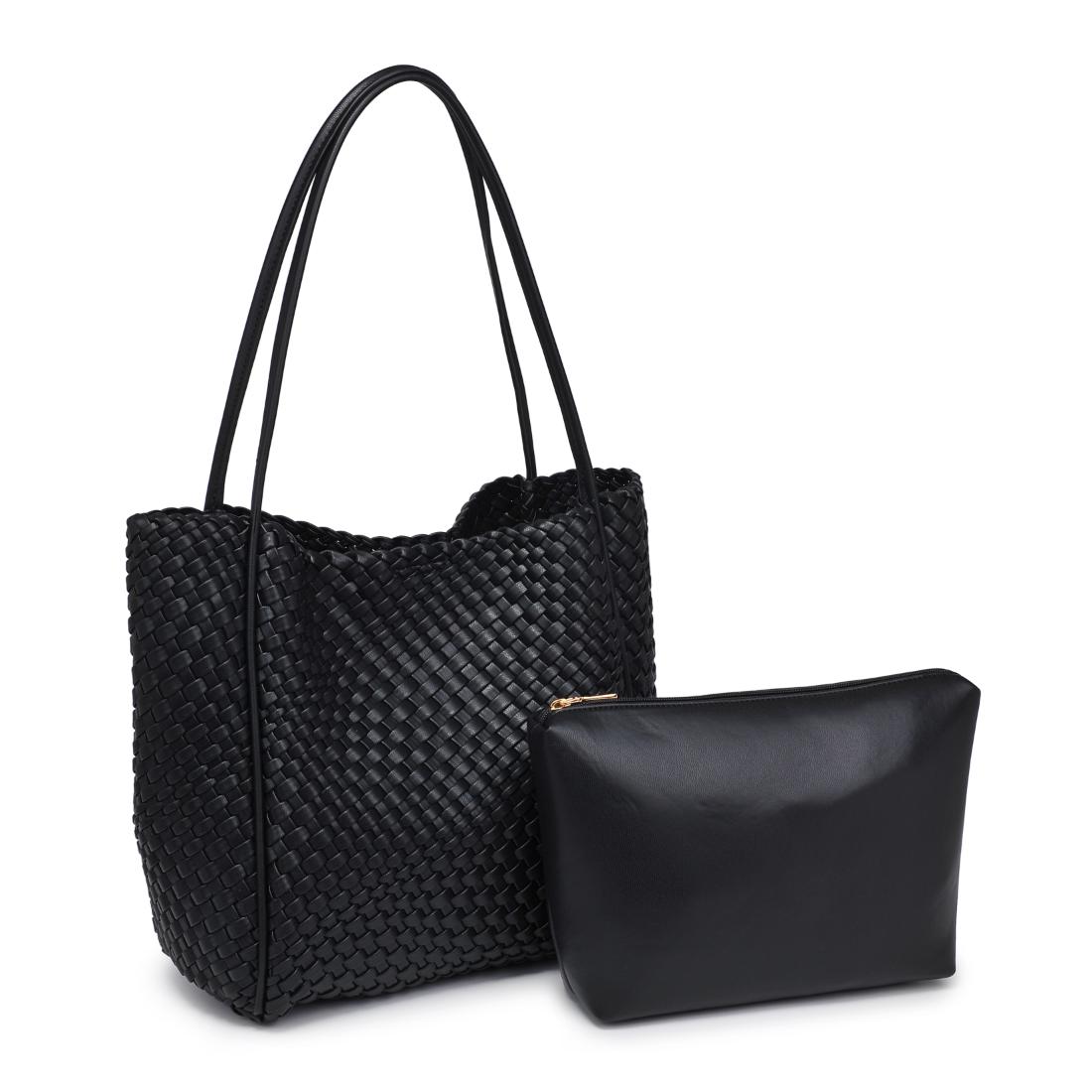 Woman wearing Black Moda Luxe Gladys Tote 842017137245 View 6 | Black
