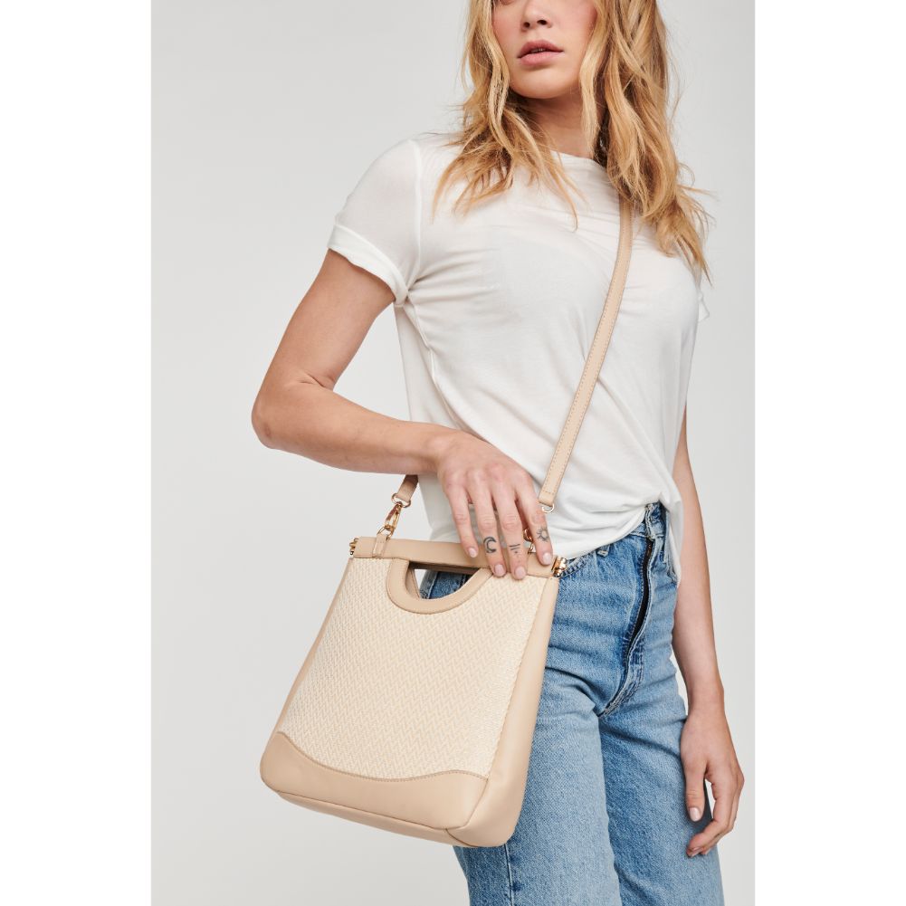 Woman wearing Natural Moda Luxe Sasha Top Handle 842017125624 View 1 | Natural