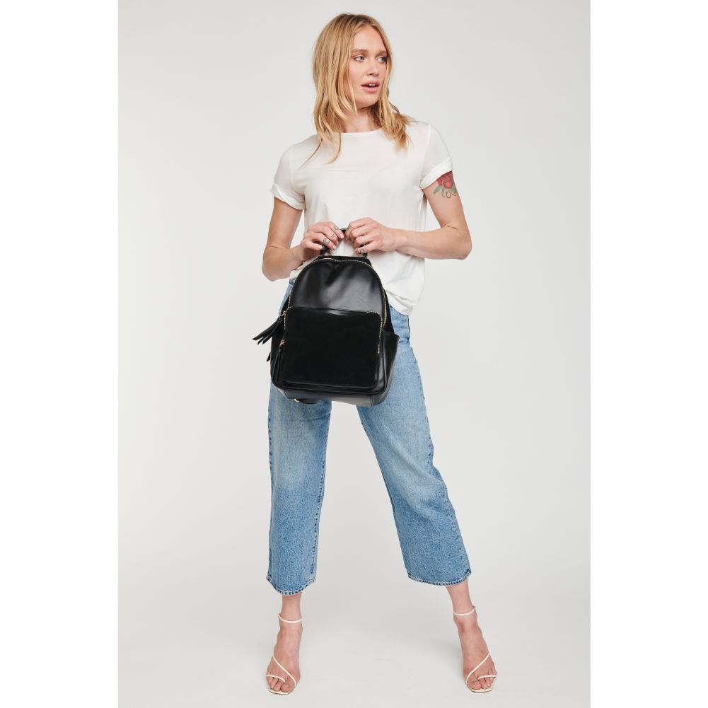 Woman wearing Black Moda Luxe Blair Backpack 842017127352 View 4 | Black