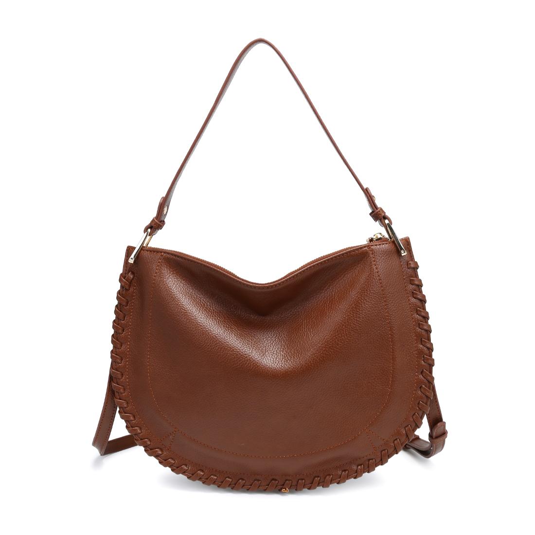 Woman wearing Chocolate Moda Luxe Lita Hobo 842017141082 View 7 | Chocolate