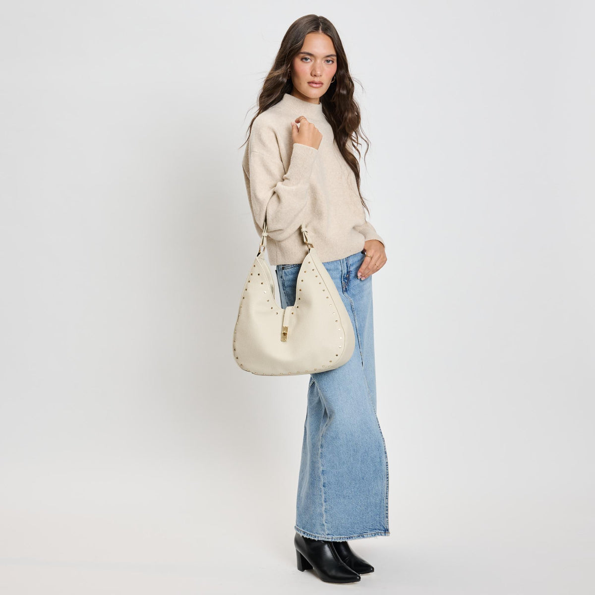 Woman wearing Cream Moda Luxe Olivia Hobo 842017136149 View 3 | Cream
