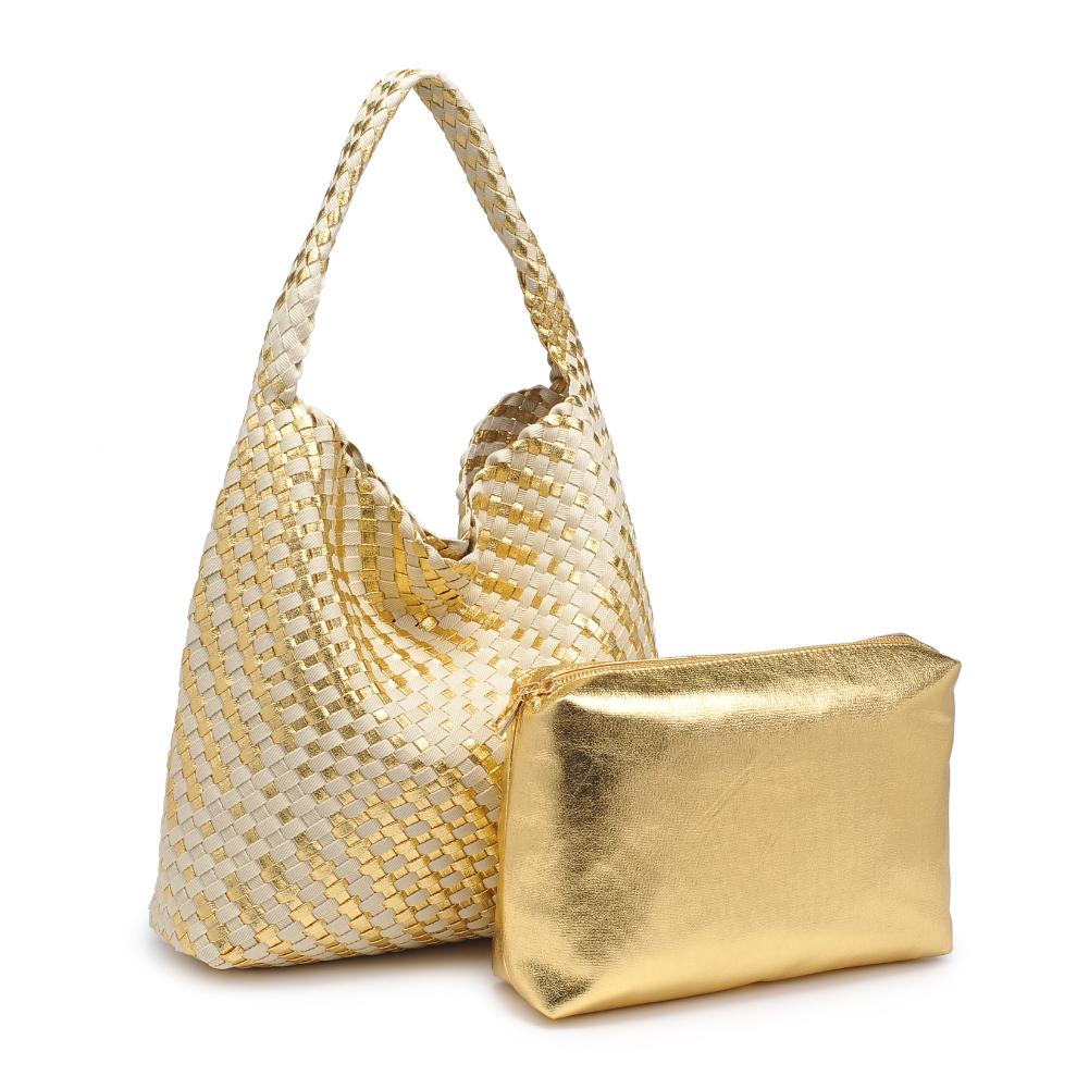 Woman wearing Gold Ivory Moda Luxe Ellery Hobo 842017136897 View 6 | Gold Ivory