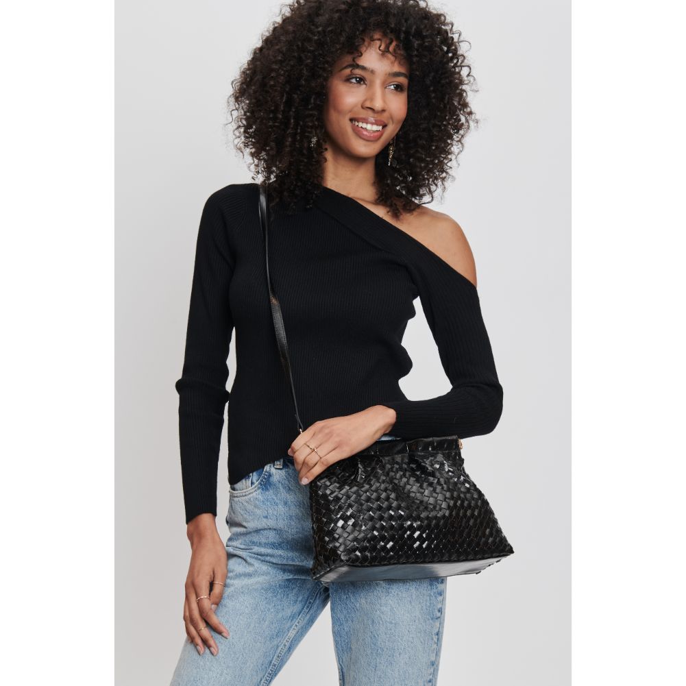 Woman wearing Black Moda Luxe Katana Crossbody 842017132547 View 2 | Black