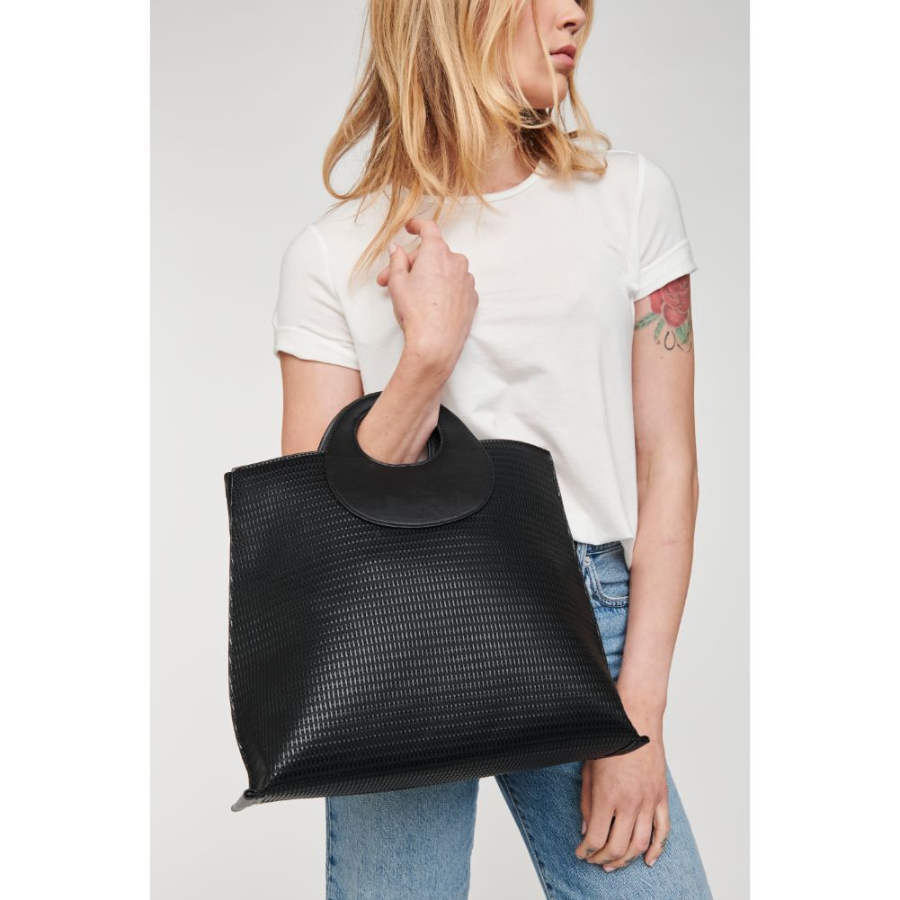 Woman wearing Black Moda Luxe Sienna Tote 842017124719 View 2 | Black