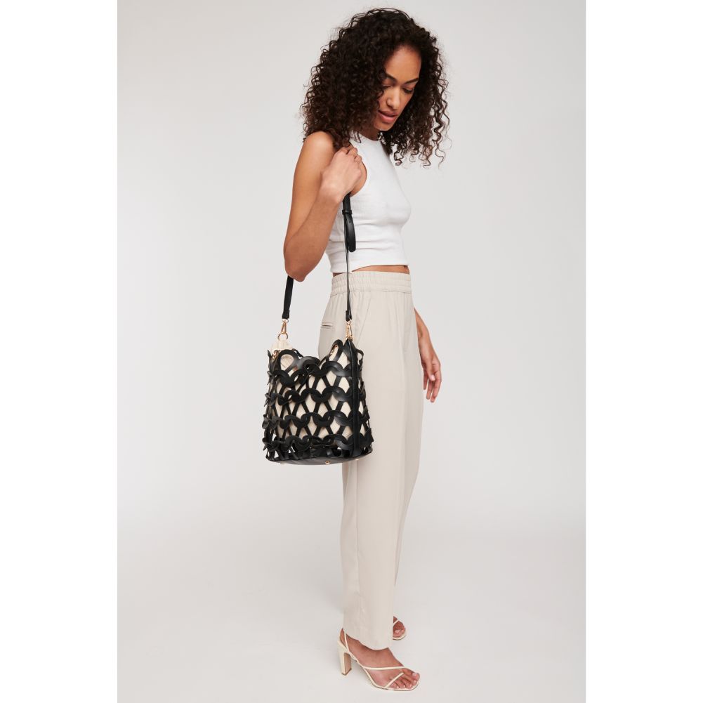 Woman wearing Black Moda Luxe Paige Tote 842017119784 View 3 | Black