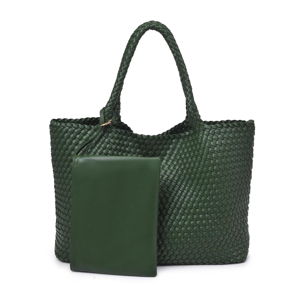 Woman wearing Forest Moda Luxe Solana Tote 842017135746 View 5 | Forest