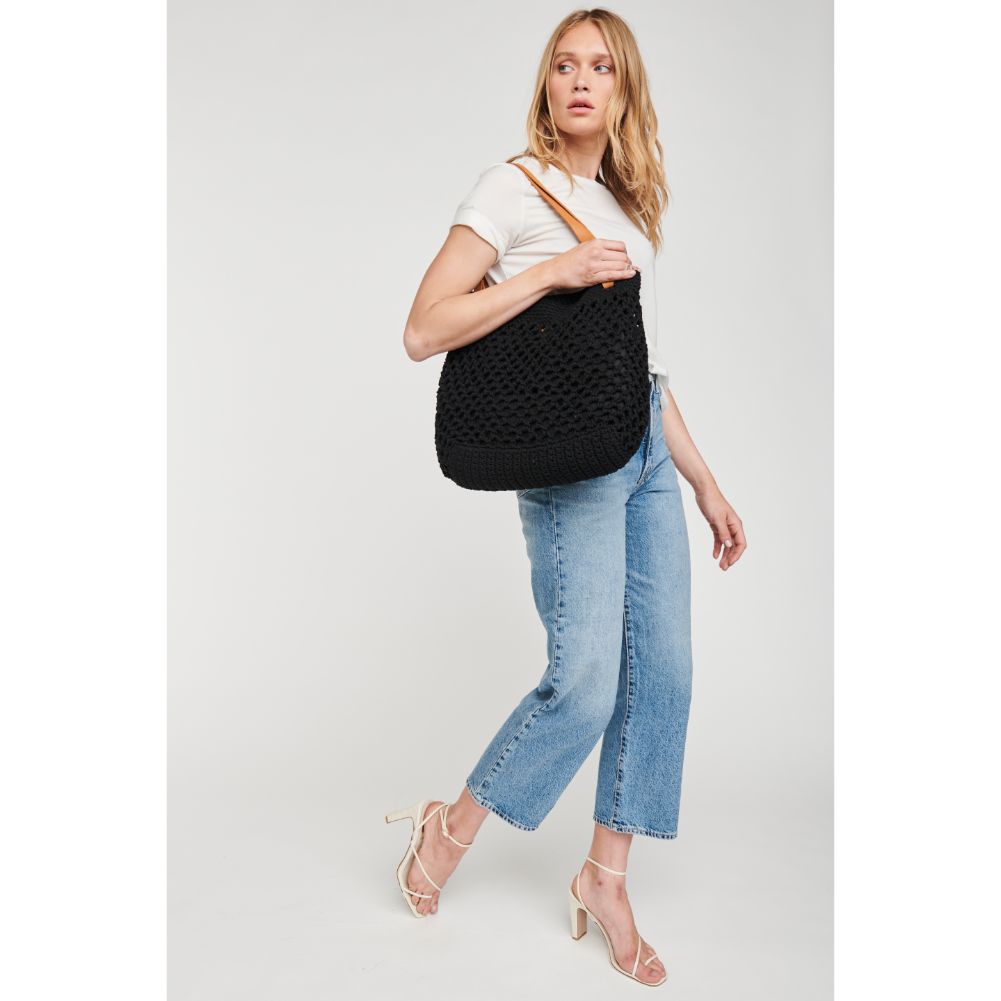 Woman wearing Black Moda Luxe Bacara Tote 842017105244 View 1 | Black