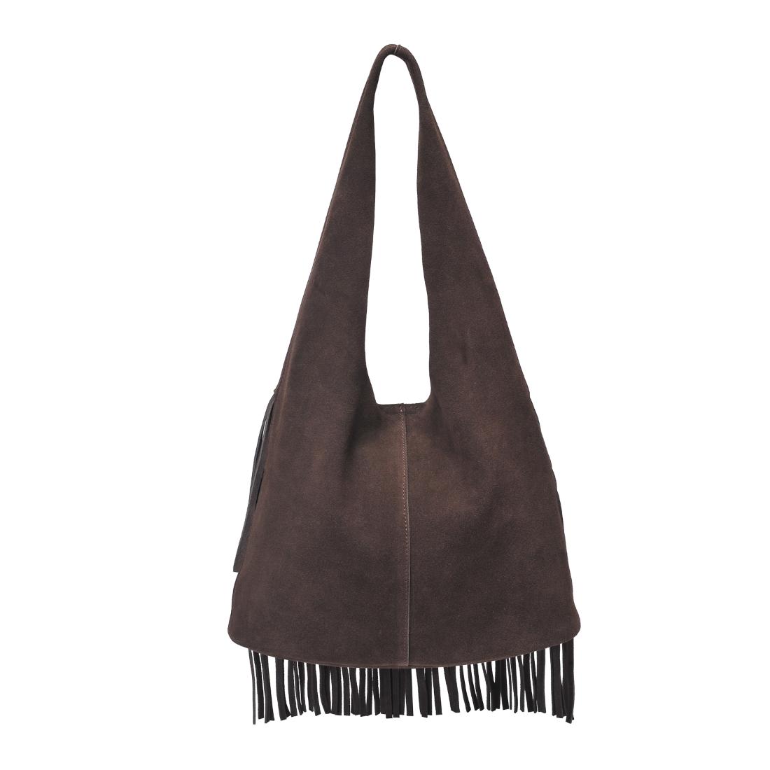 Woman wearing Chocolate Moda Luxe Hope Hobo 842017139096 View 7 | Chocolate