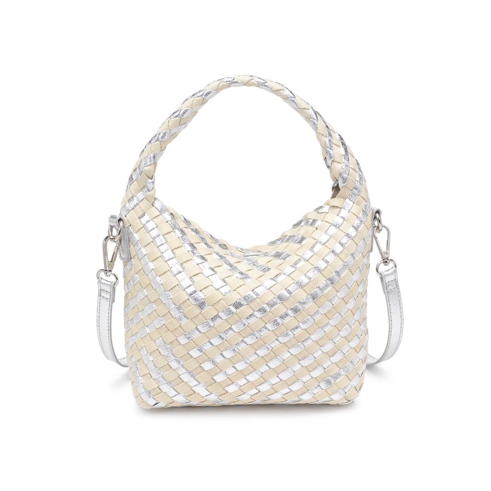Woman wearing Silver Ivory Moda Luxe Jessamine Crossbody 842017136842 View 7 | Silver Ivory