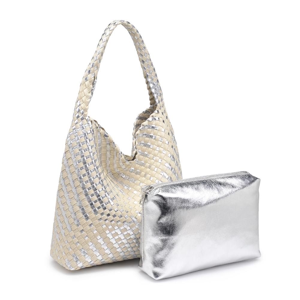 Woman wearing Silver Ivory Moda Luxe Ellery Hobo 842017136880 View 6 | Silver Ivory