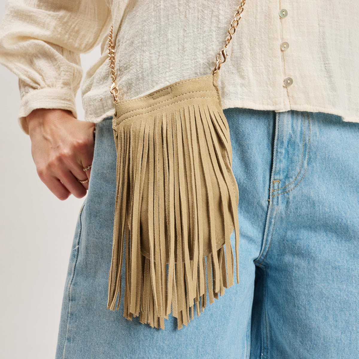 Woman wearing Custard Moda Luxe River Evening Bag 842017140542 View 2 | Custard